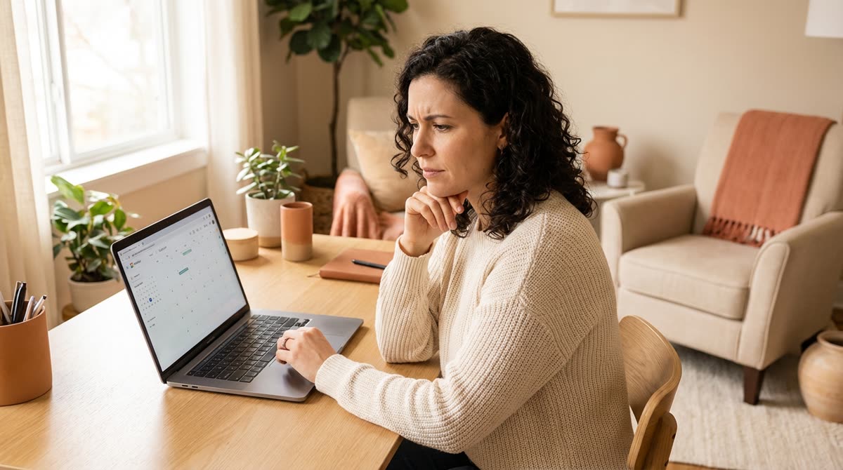 Terapeuta mirando su calendario vacío